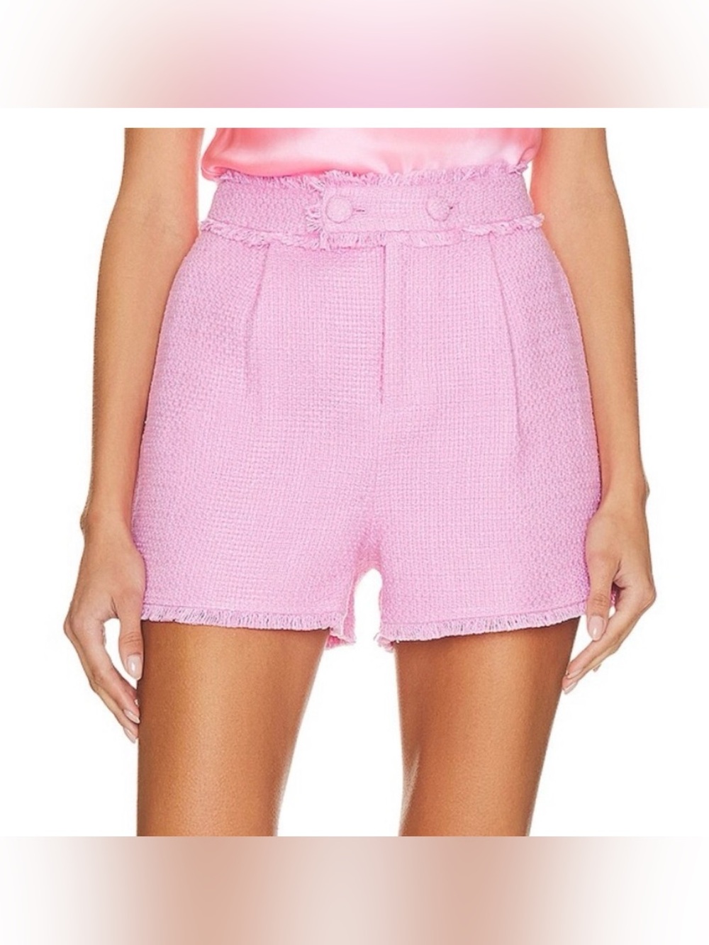 cinq a sept Sz 8 High Waist Pink Cherryl Boucle Shorts Orig $300 Exc Cond - Picture 2 of 7